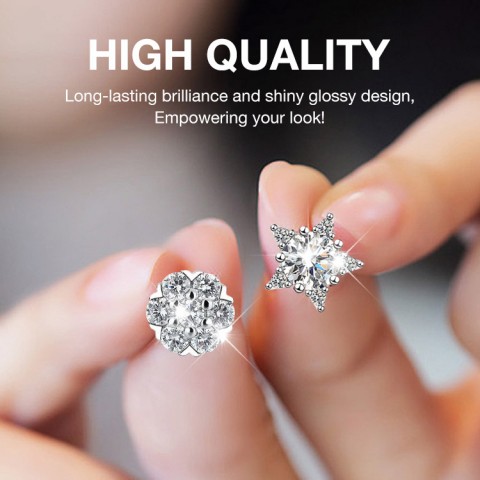 Five-pointed Star Moissanite Stud Earrings
