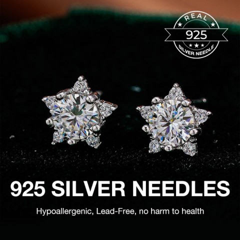 Five-pointed Star Moissanite Stud Earrings
