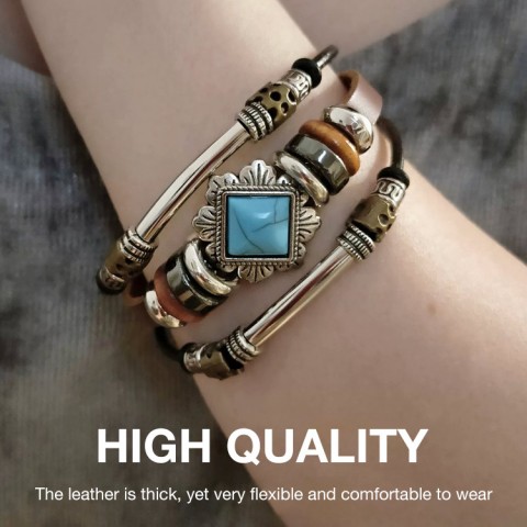 Turquoise leather bracelet