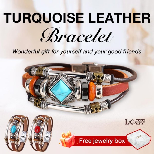 Turquoise leather bracelet