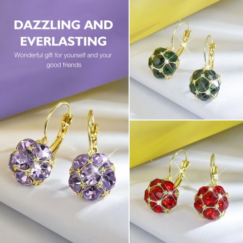 Violet diamond and crystal earrings