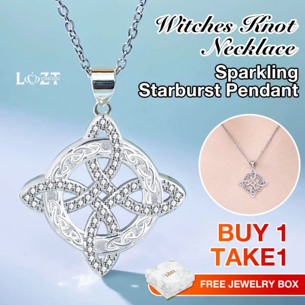 Witches Knot Necklace Sparkling Starburst Pendant