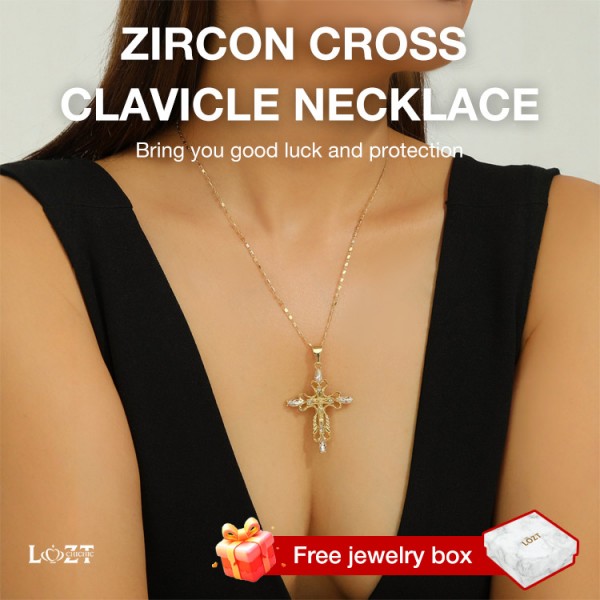 Zircon Cross Clavicle Necklace