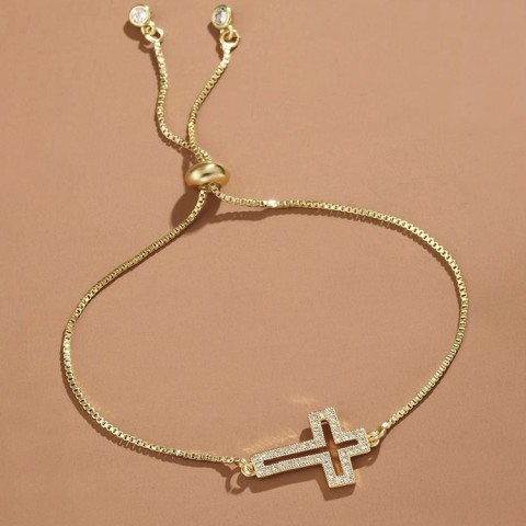 micro-pave cross bracelet