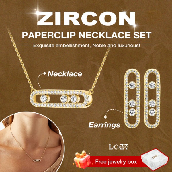 Zircon Paperclip Necklace  Set