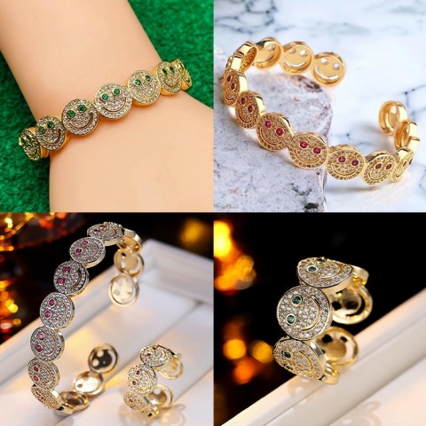 Zircon smiley face bracelet