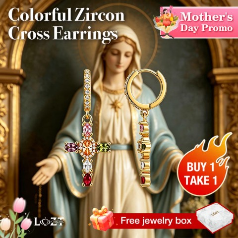 Colorful Zircon Cross Earrings