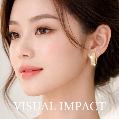 Double Row Pave Hoop Earrings