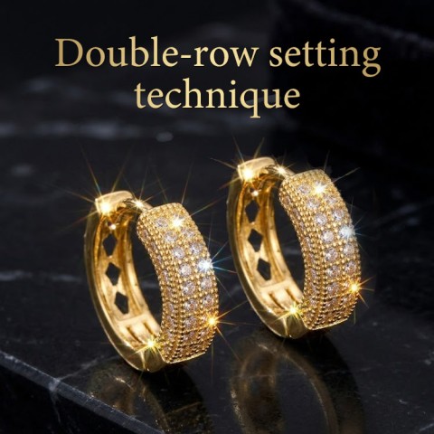 Double Row Pave Hoop Earrings