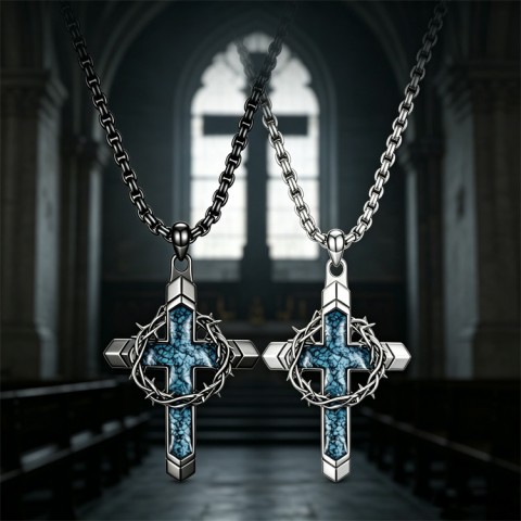 Crown of Thorns Cross Necklace