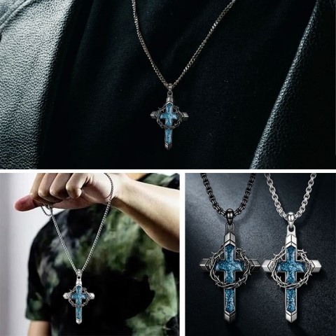 Crown of Thorns Cross Necklace