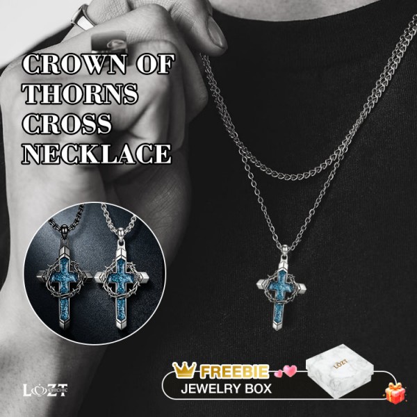 Crown of Thorns Cross Necklace