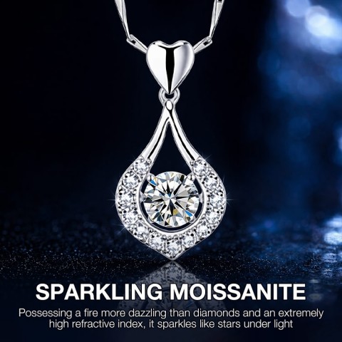 Moissanite Sweetheart Teardrop Pendant Necklace