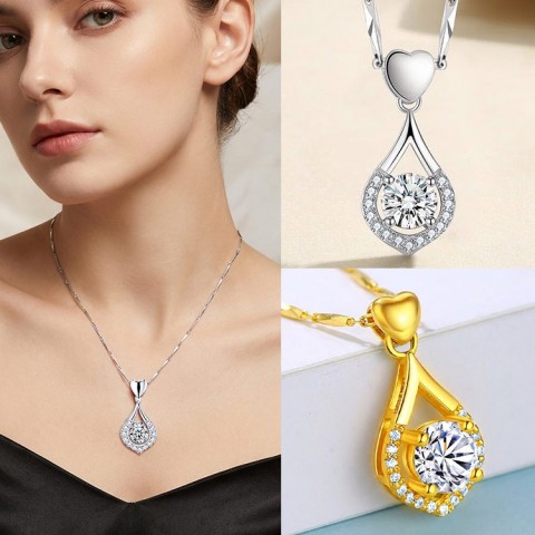 Moissanite Sweetheart Teardrop Pendant Necklace