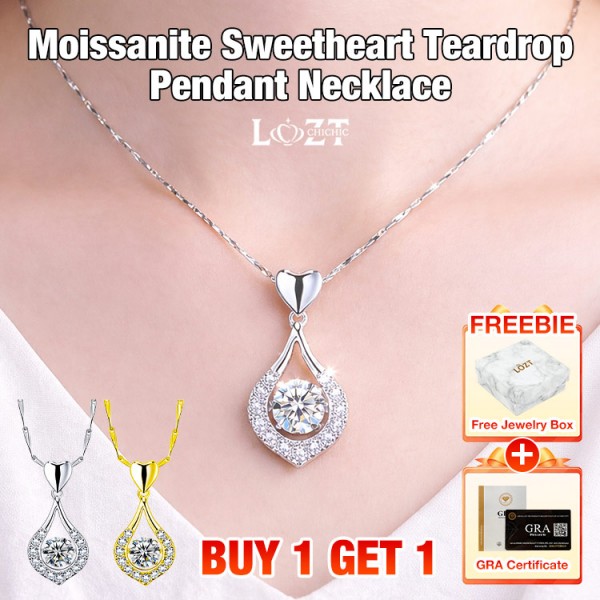 Moissanite Sweetheart Teardrop Pendant Necklace