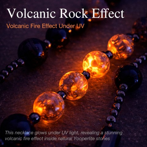 Natural Obsidian Yooperlite Cross Necklace 