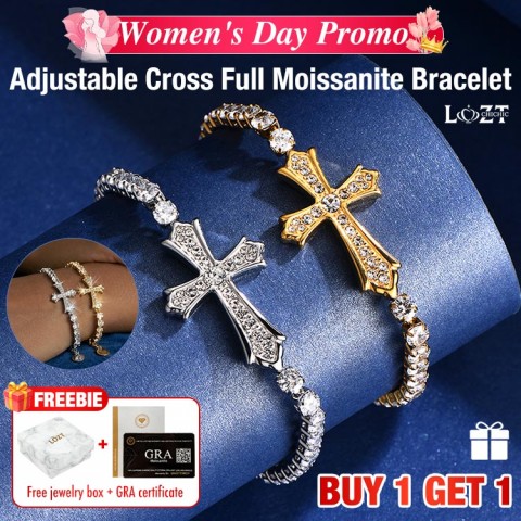 Adjustable Cross Full Moissanite Bracelet 
