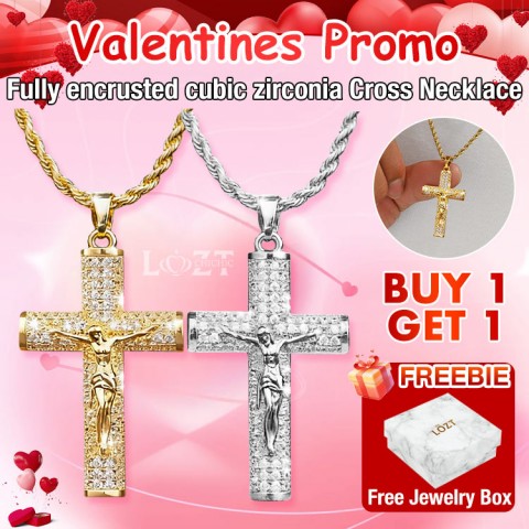 Fully encrusted cubic zirconia Cross Necklace