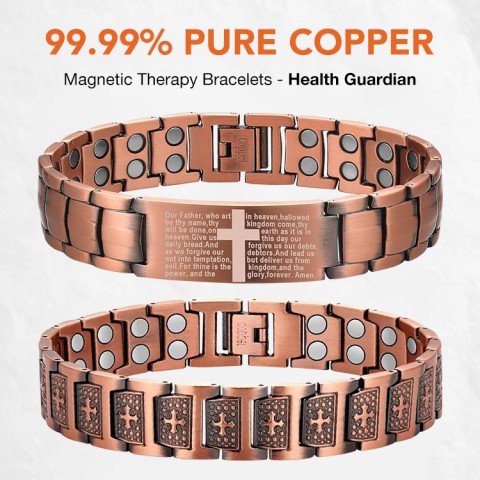 Copper Cross Magnetic Bracelet