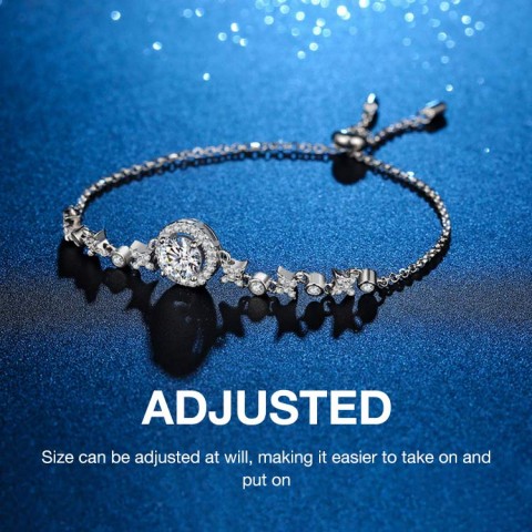 Moissanite Round bead adjustable Bracelet