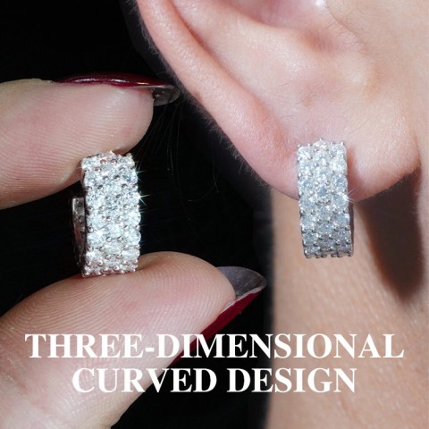 Three-row Zircon stud Earrings