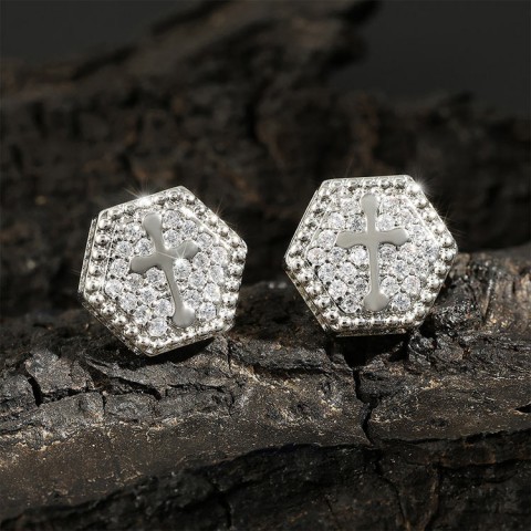 Cross Zircon hip-hop Earrings