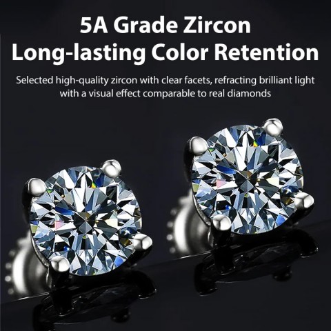 Four Prong Moissanite Stud Earring