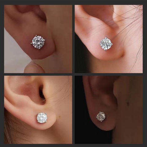 Four Prong Moissanite Stud Earring