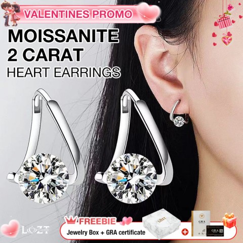 Moissanite 2 Carat Heart Earrings