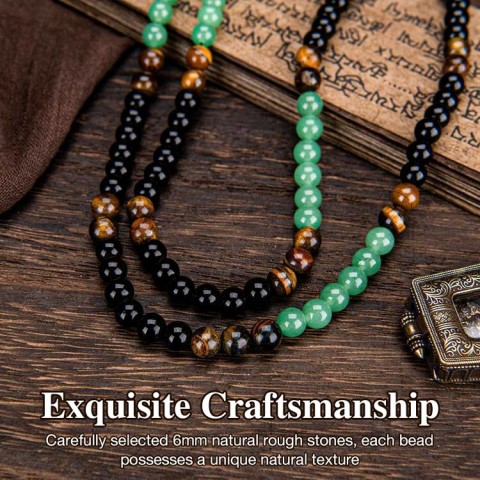 Obsidian Tiger Eye Natural Stone Lucky Necklace