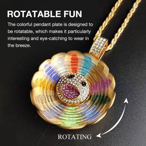 Rotating Spinning Sunflower Necklace