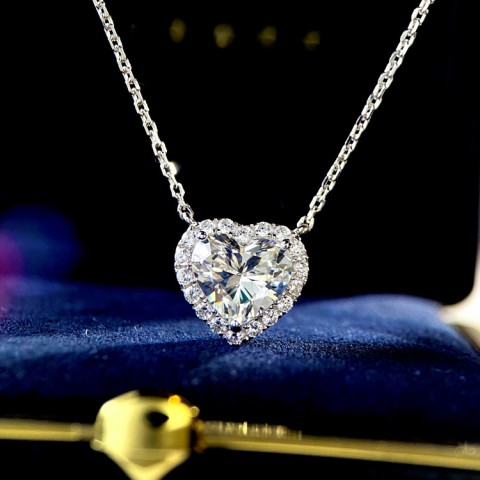 Moissanite Love Heart Earrings and Necklace Set