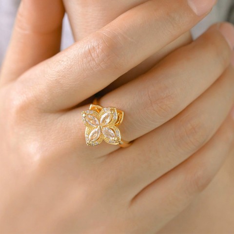 Rotatable Four Clover Necklace and Ring Set