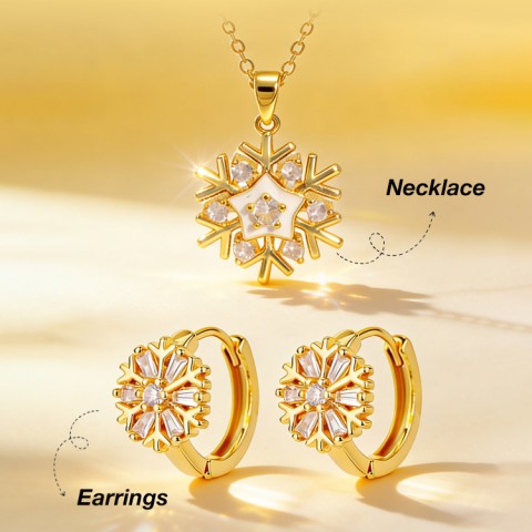 Snowflake Zircon Earrings and Necklace Set