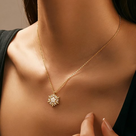 Snowflake Zircon Earrings and Necklace Set