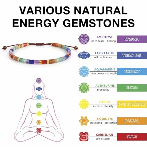 Adjustable 7 chakra Natural Stone Bracelet