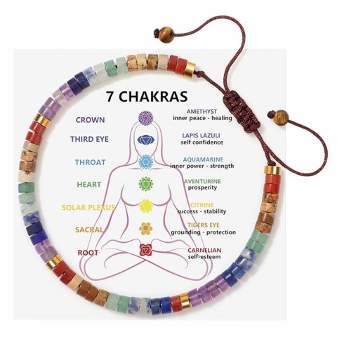 Adjustable 7 chakra Natural Stone Bracelet