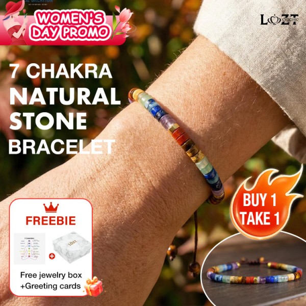 Adjustable 7 chakra Natural Stone Bracelet