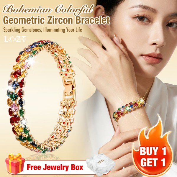 Bohemian Colorful Geometric Zircon Bracelet