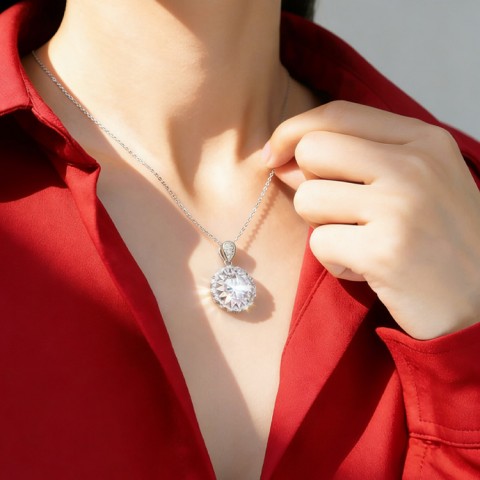 5-Carat  Sunflower Moissanite  Necklace