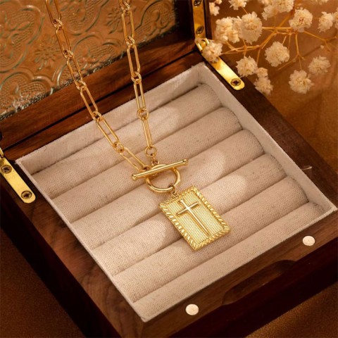 Cross Charm Choker Necklace