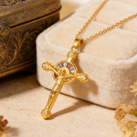 Zircon Jesus Cross Necklace