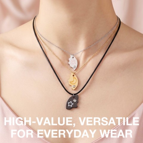 Sun Moon & Star Magnetic Necklace Set