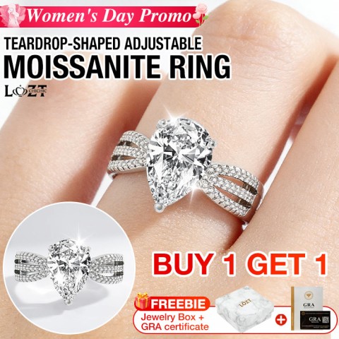 Teardrop-shaped Adjustable Moissanite Ring