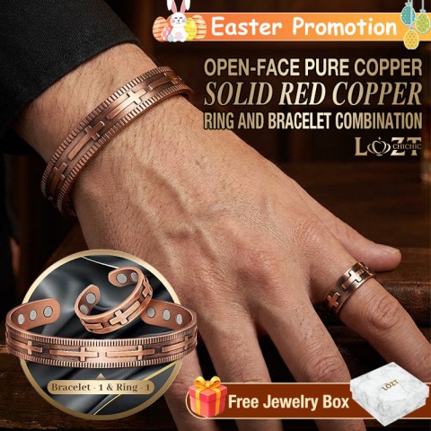Pure Copper solid red copper ring and bracelet SET