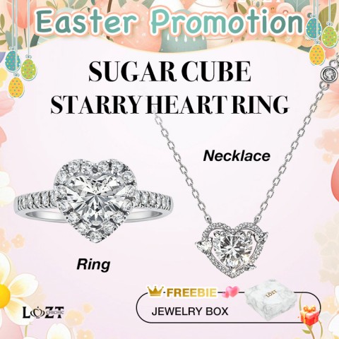 Sugar cube starry heart ring