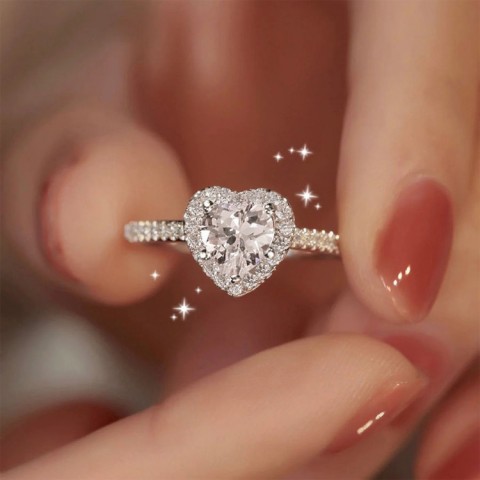 Sugar cube starry heart ring