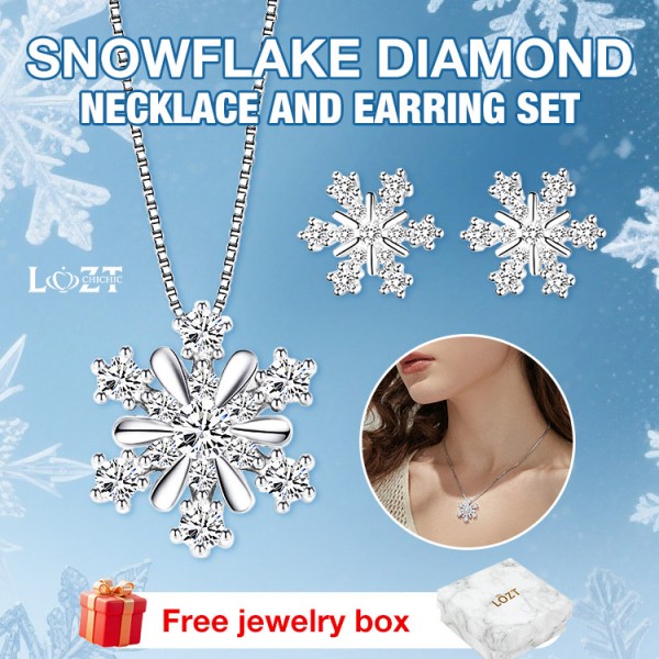 Snowflake Diamond Necklace and Earring Set