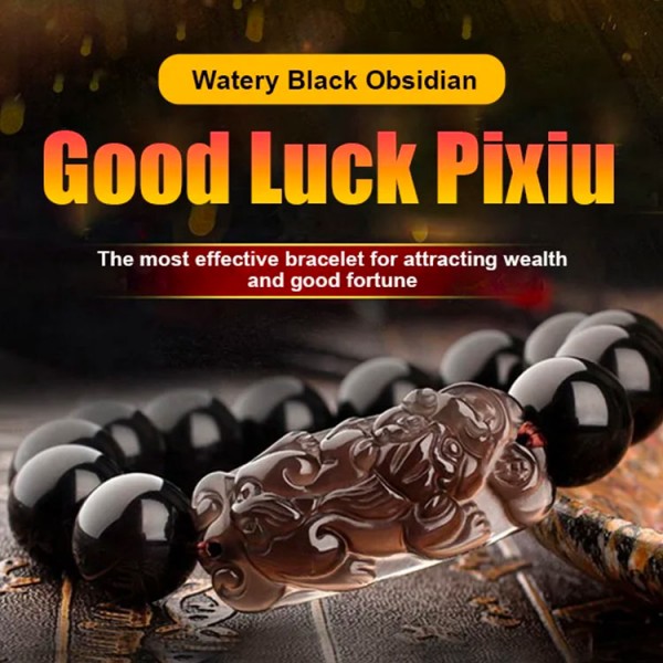 Obsidian Wealth Pixiu Bracelet..