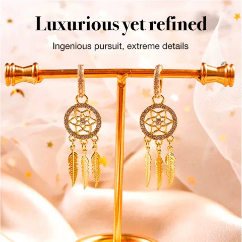 Dreamcatcher 14K solid gold earrings